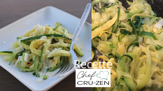 Macaroni de courgettes avec sauce crémeuse aux noix de cajou