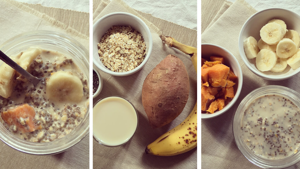 Porridge Banane, Patate douce et Noix